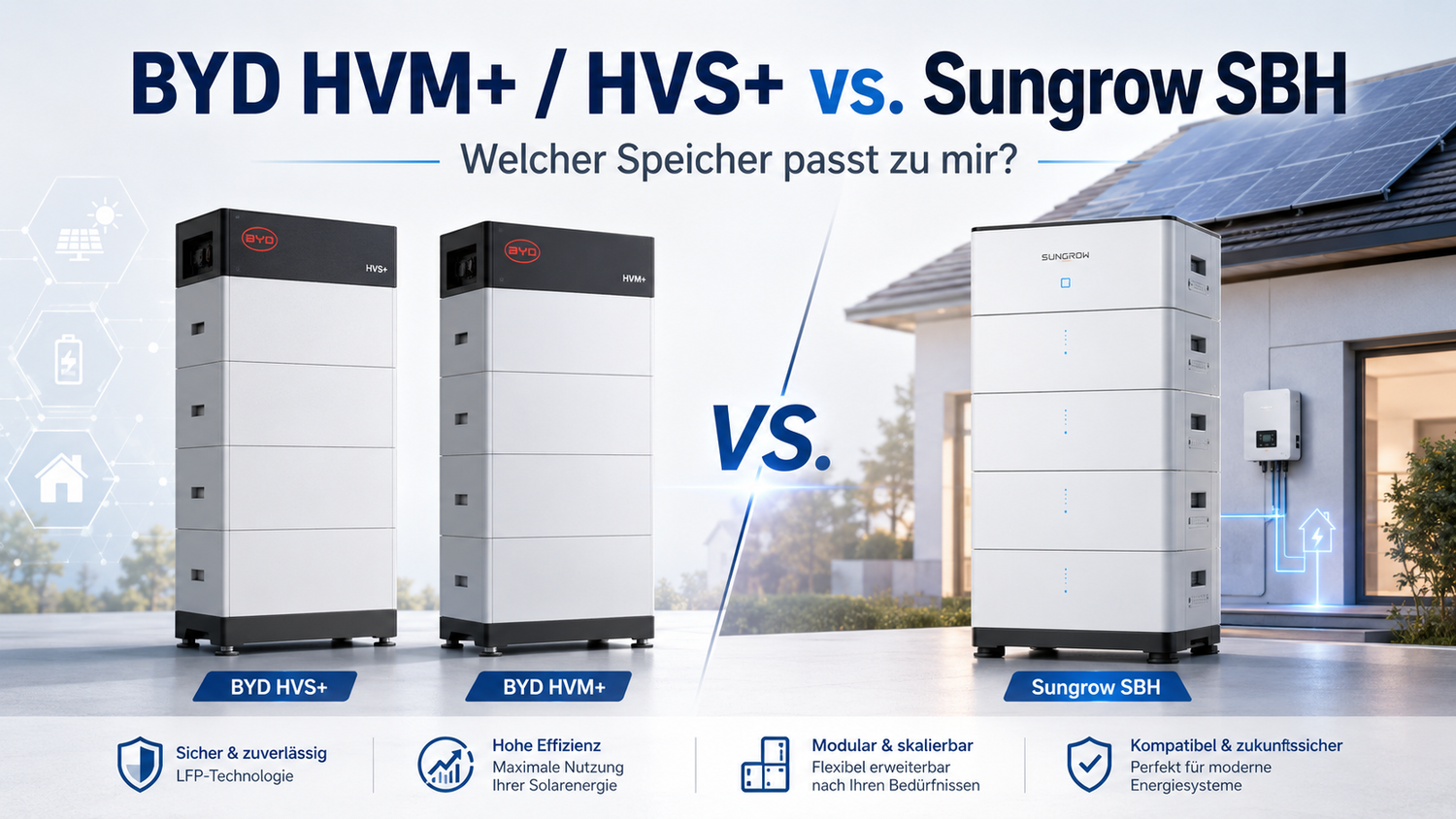 BYD HVM+ / HVS+ vs. Sungrow SBH: Welcher Speicher passt zu mir?