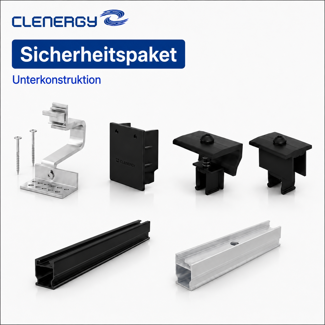 Clenergy SolarRoof Pro 2.0 PV-ezRack Sicherheitspaket für Schrägdächer