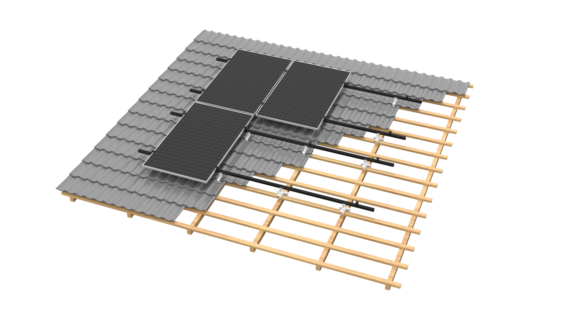 Clenergy SolarRoof Pro 2.0 PV-ezRack Schrägdach Unterkonstruktion